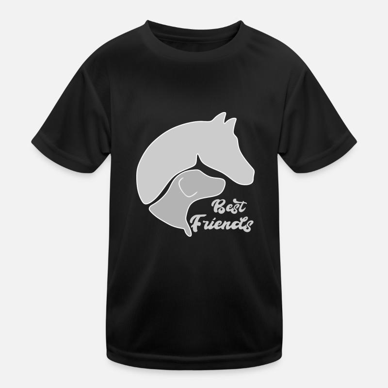 Hund und Pferd zusammen auf einem Design Kinder Funktions-T-Shirt