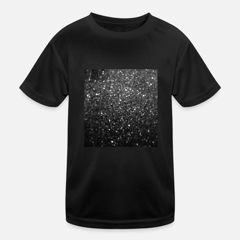 Sparkling Black Glitter Kids Functional T-Shirt