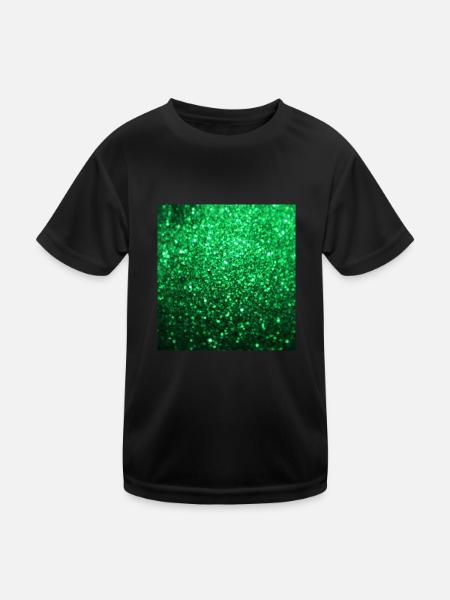 Sparkling Green Glitter - Kids Functional T-Shirt - black - Front