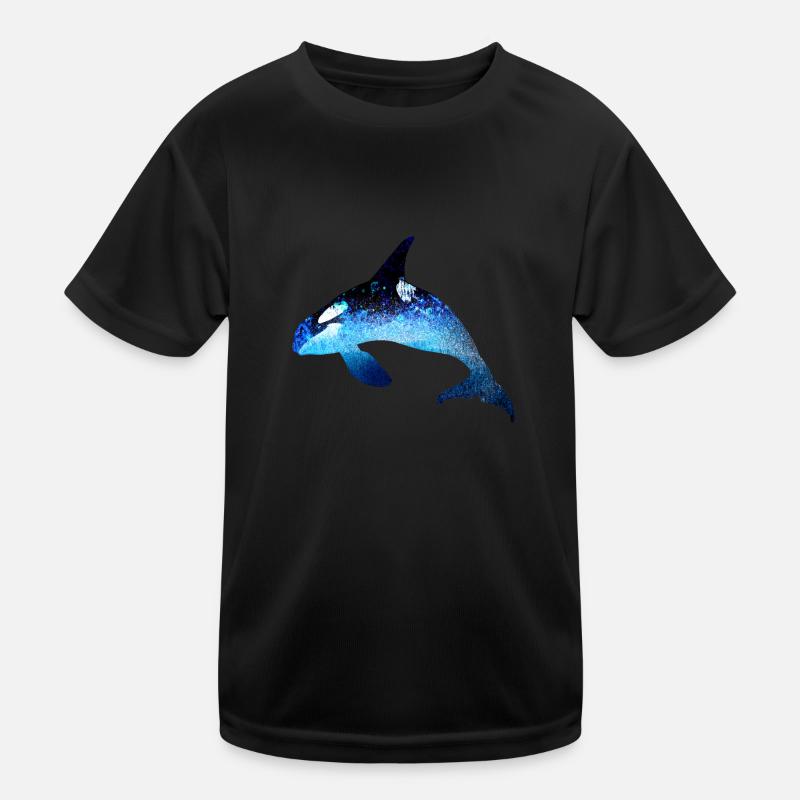 wal,blau,fisch,malerei,kunst,blau,meer Kinder Funktions-T-Shirt