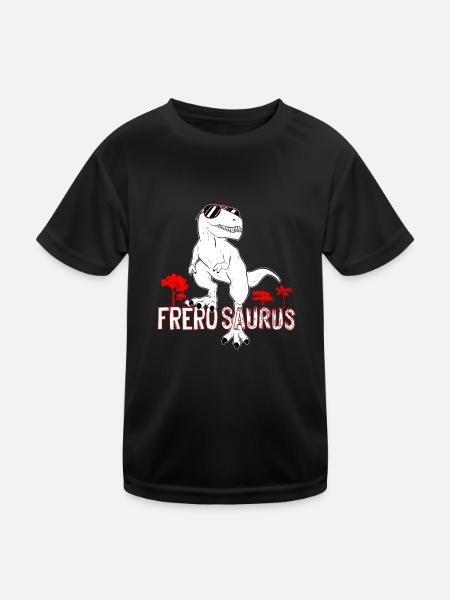 Fréro Saurus Humour Grand Frere Cadeau Dinosaure - T-shirt sport Enfant - noir - Devant