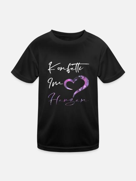 Konfetti im Herzen.. - Kinder Funktions-T-Shirt - Schwarz - Vorne
