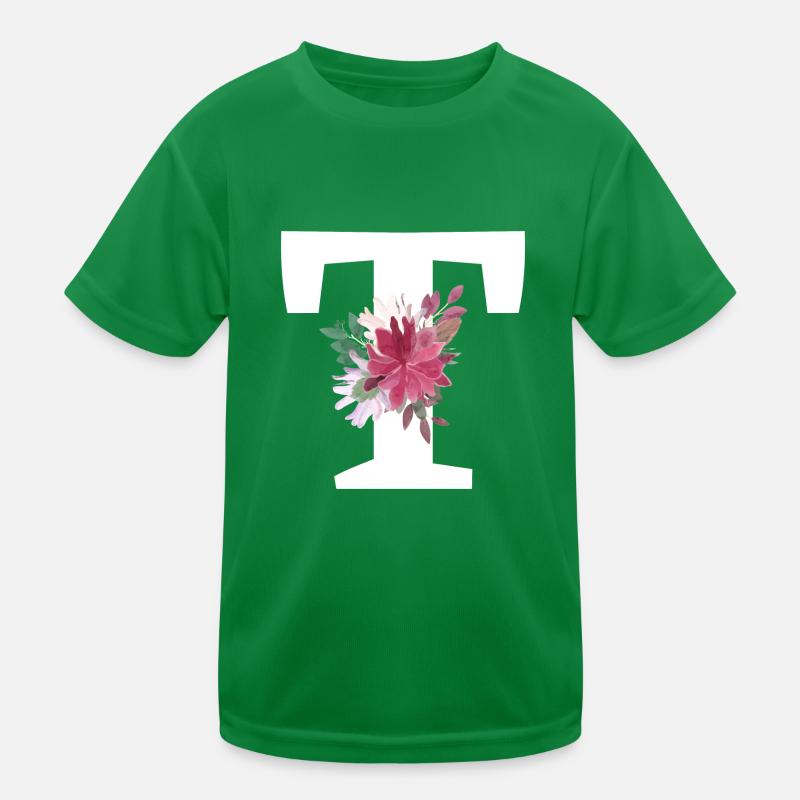 Buchstabe t blumig Kinder Funktions-T-Shirt