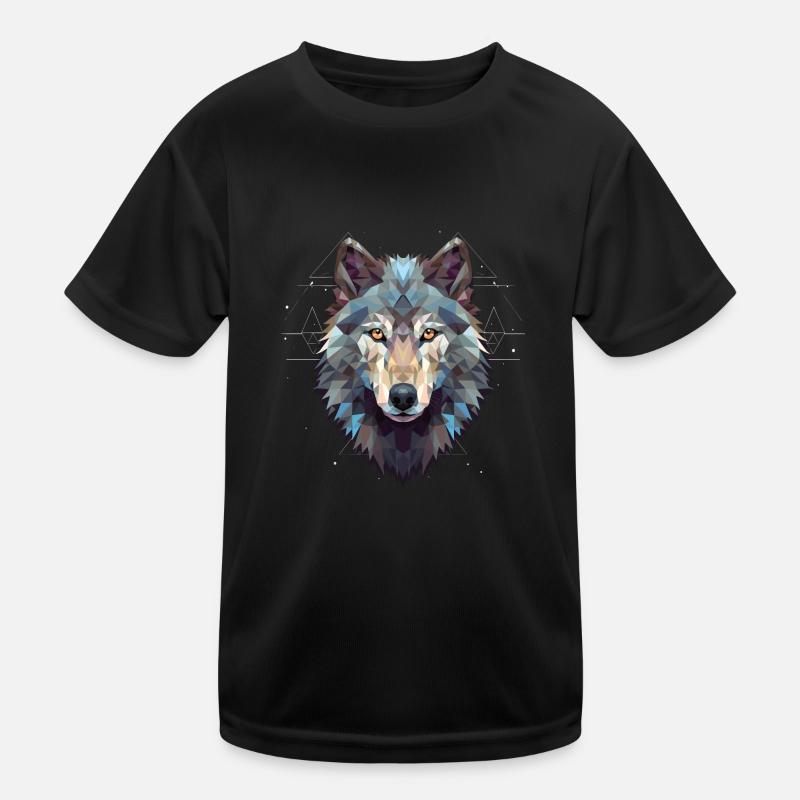 Geometric Wolf Head Polygonal Kids Functional T-Shirt