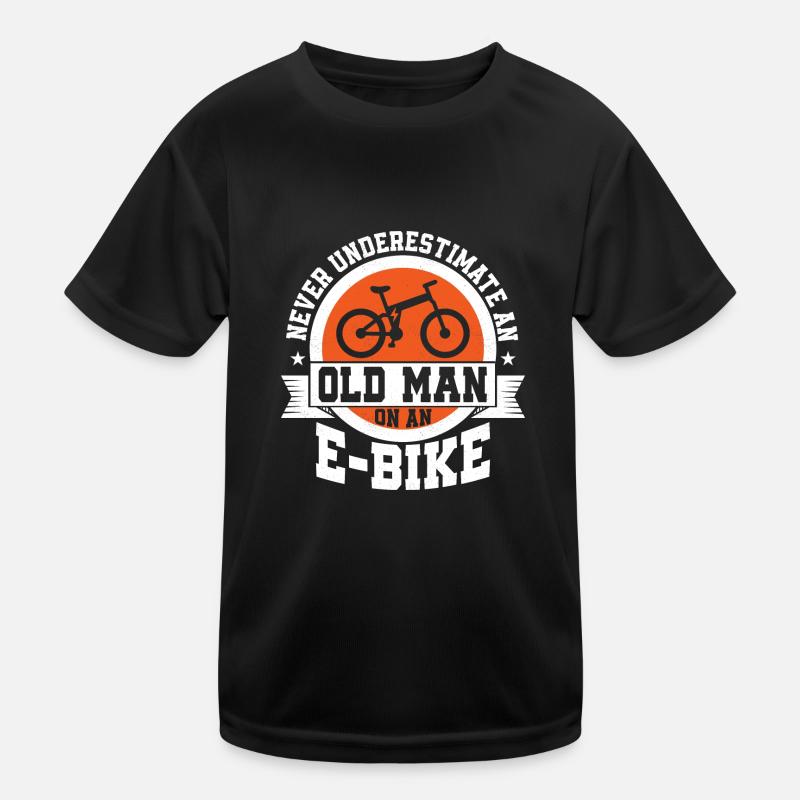 Never Underestimate An Old Man On An E-Bike Electr - Kinder Funktions-T-Shirt - Schwarz
