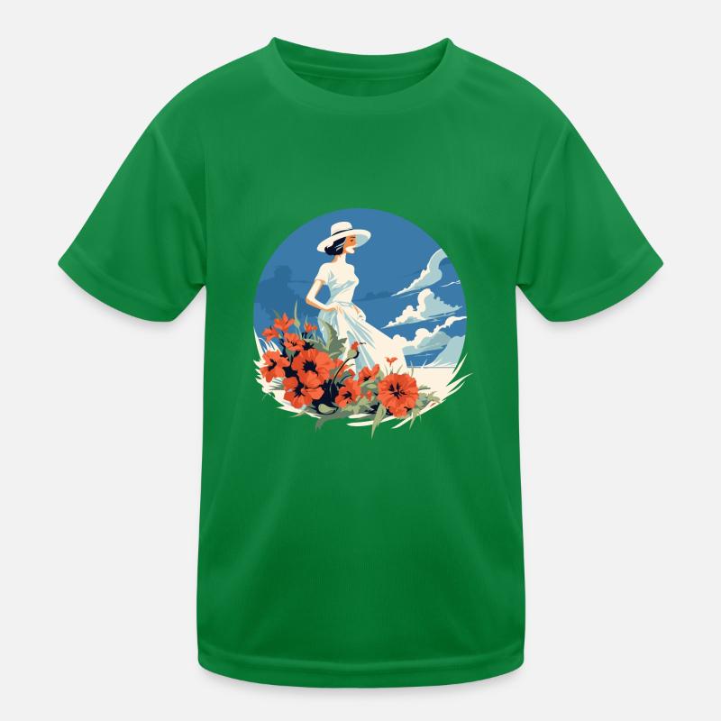 Sommer mit Blumen Kinder Funktions-T-Shirt