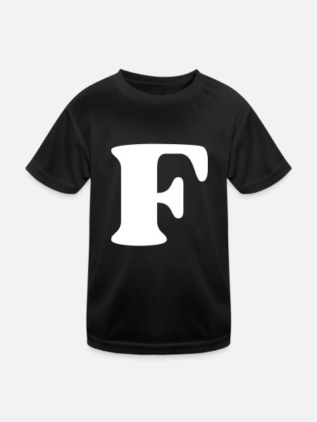 Buchstabe f - Kinder Funktions-T-Shirt - Schwarz - Vorne