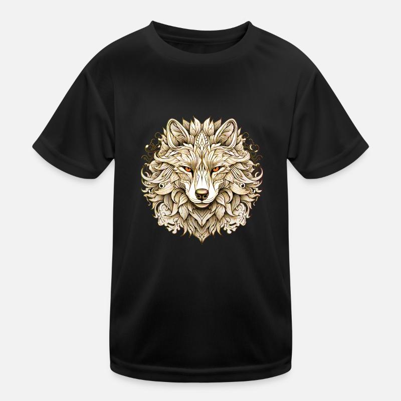 Goldener Wolf Kinder Funktions-T-Shirt