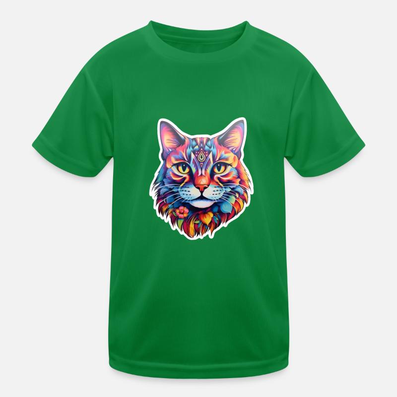 Illustration psychédélique de chat T-shirt sport Enfant