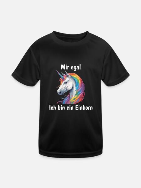 Mir egal ich bin ein Einhorn - Kinder Funktions-T-Shirt - Schwarz - Vorne