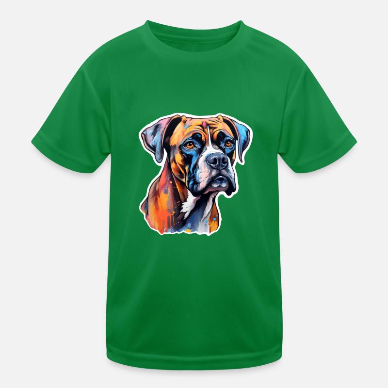 Boxerkopf psychedelisch Kinder Funktions-T-Shirt