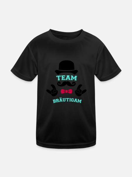 Team Groom - Kids Functional T-Shirt - black - Front