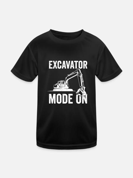 Excavator Construction Worker - Kids Functional T-Shirt - black - Front