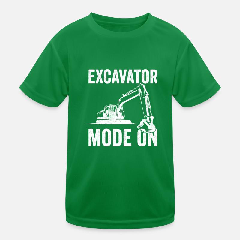 Excavator Construction Worker Kids Functional T-Shirt