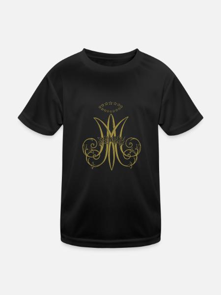 Traditionelle katholische Jungfrau Maria Auspice Maria - Kinder Funktions-T-Shirt - Schwarz - Vorne