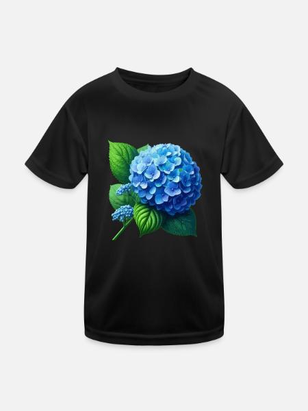 Hortensienblau - Kinder Funktions-T-Shirt - Schwarz - Vorne