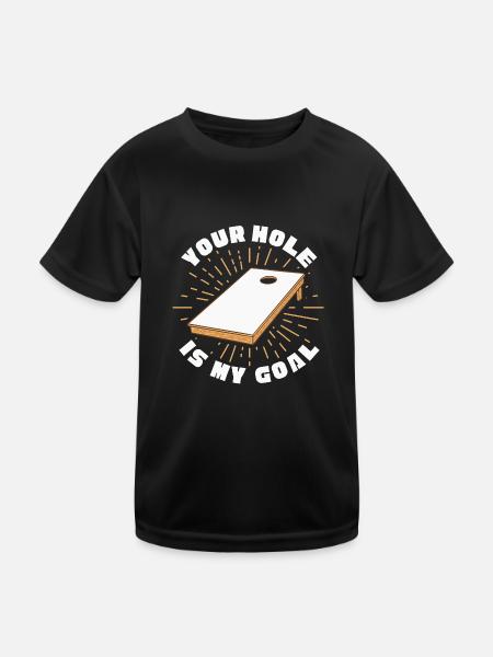 Ton trou est mon objectif Baggo Cornhole - T-shirt sport Enfant - noir - Devant
