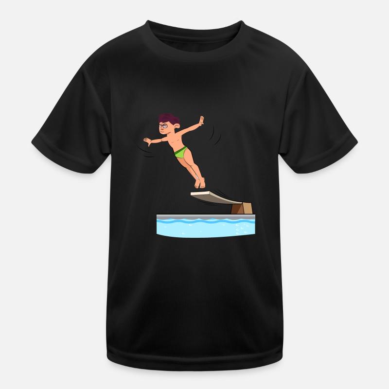 Springboard Diving - Kids Functional T-Shirt - black