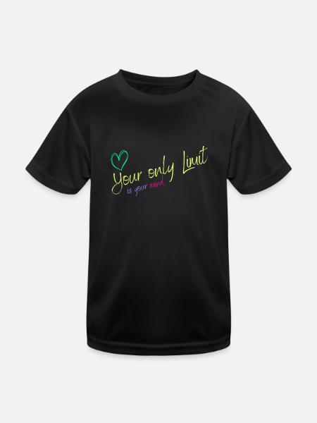 Motivation - ohne Grenzen / keine Limits - Kinder Funktions-T-Shirt - Schwarz - Vorne