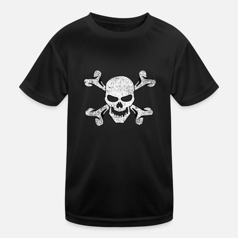 Plain Vintage Skull And Crossbones Kids Functional T-Shirt
