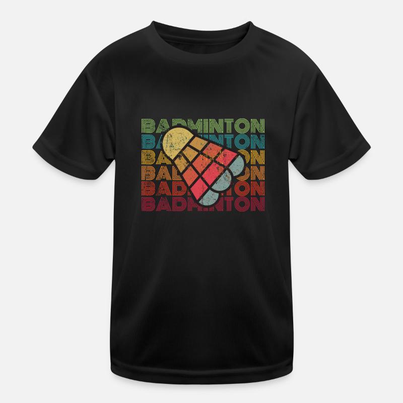 Badminton Retro Kinder Funktions-T-Shirt