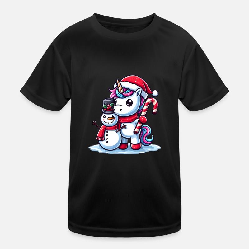 Süßes Einhorn zu Weihnachten als Weihnachtsmann Kinder Funktions-T-Shirt