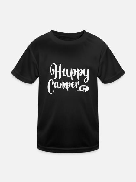 Happy Camper - Kinder Funktions-T-Shirt - Schwarz - Vorne