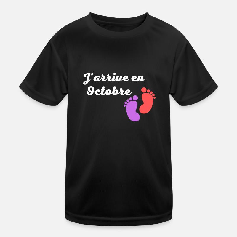 Ich komme im Oktober an - Babygeburtsgeschenk Kinder Funktions-T-Shirt