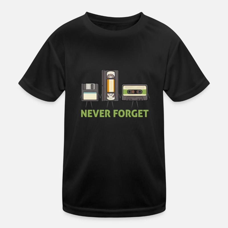 Never Forget Floppy Disk Video Tape Cassette Kids Functional T-Shirt