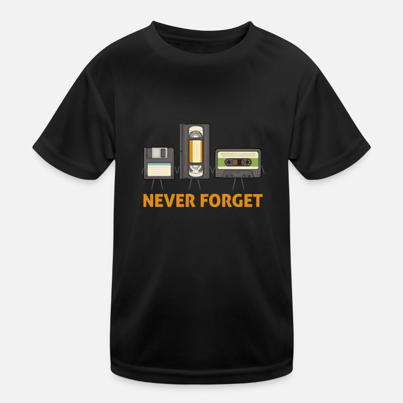 Never Forget Floppy Disk Video Tape Cassette Kids Functional T-Shirt