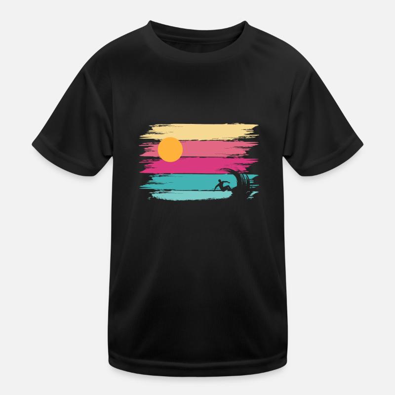 Surfer Beach Retro Wave Sommerferien Kinder Funktions-T-Shirt