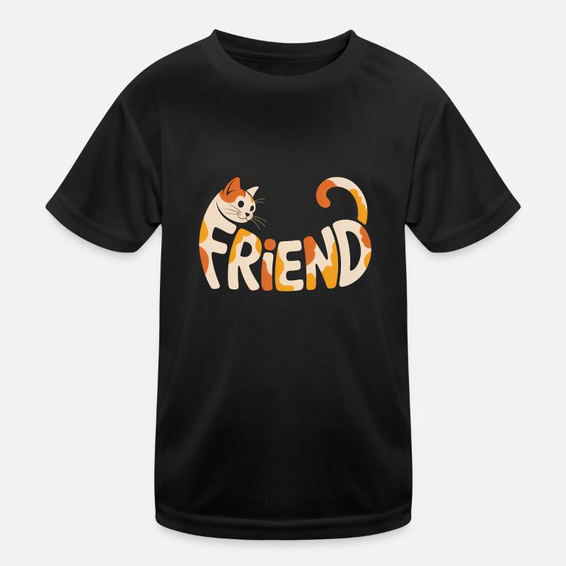 Friend Cat - Niedliche Katze Logo Kinder Funktions-T-Shirt