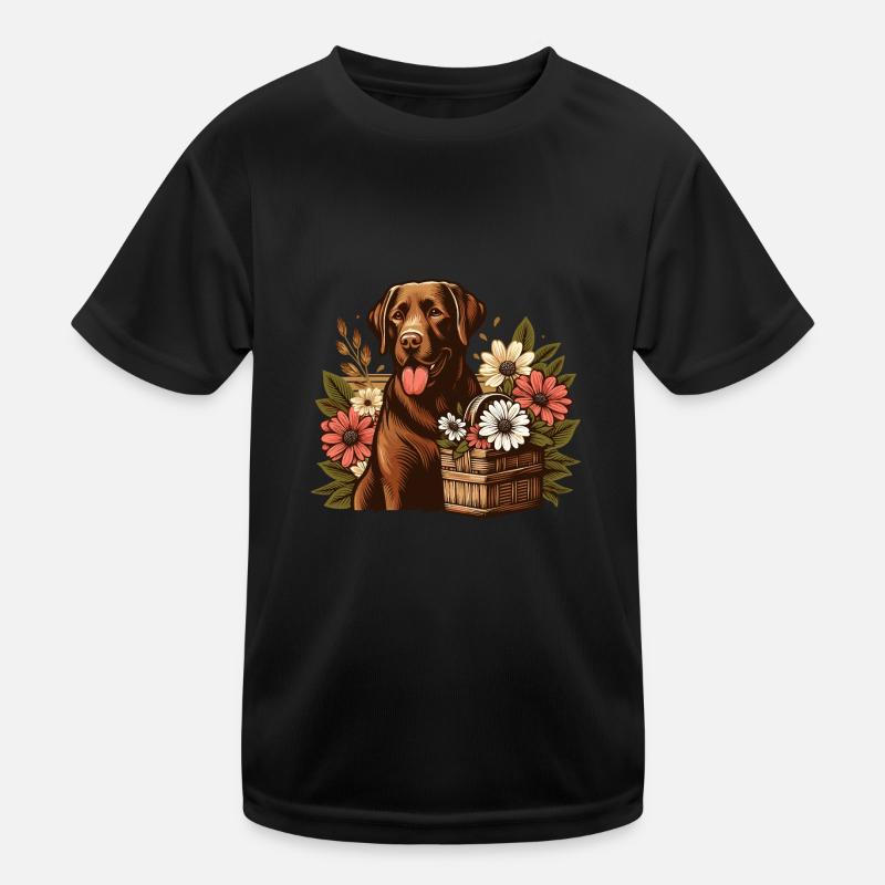 Fleurs de base marron Labrador Retriever Cottage Core T-shirt sport Enfant