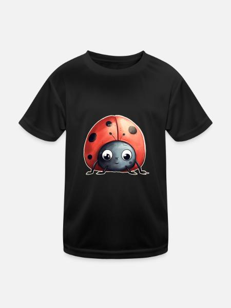 Marienkäfer - Kinder Funktions-T-Shirt - Schwarz