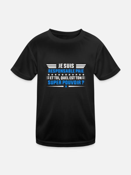 Je Suis Responsable paie idée cadeau homme shirt - T-shirt sport Enfant - noir - Devant