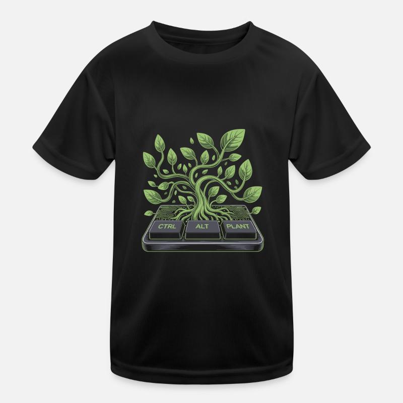 ctrl alt plant Garten Design - Kinder Funktions-T-Shirt - Schwarz
