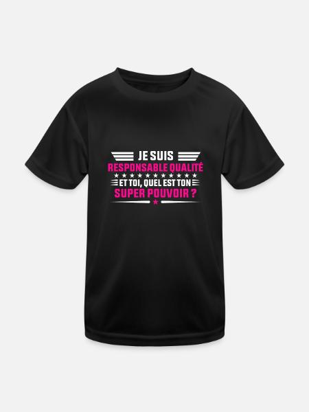 Je Suis Responsable qualité idée cadeau femme - T-shirt sport Enfant - noir - Devant
