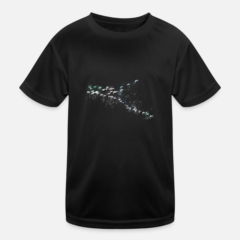zugvögel,vögel,vogelschwarm,bunt,graffiti,flug Kinder Funktions-T-Shirt