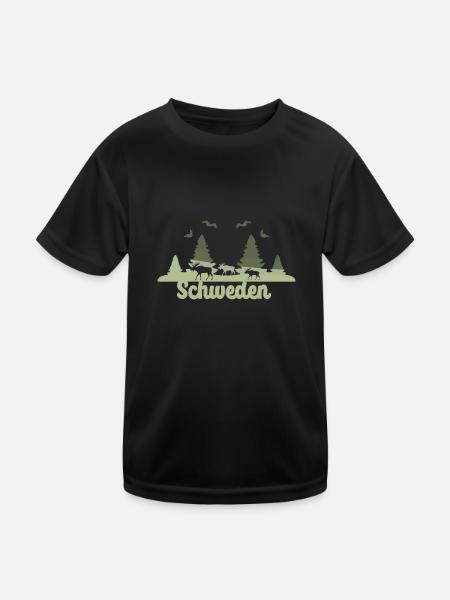schweden mint, sommer, landschaft, skyline,natur, - Kinder Funktions-T-Shirt - Schwarz - Vorne