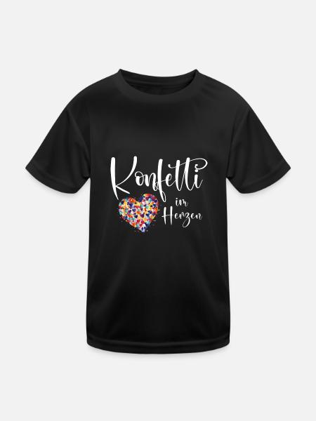 Carnaval de Cologne Alaaf Jeck Party Confettis Coeur - T-shirt sport Enfant - noir - Devant