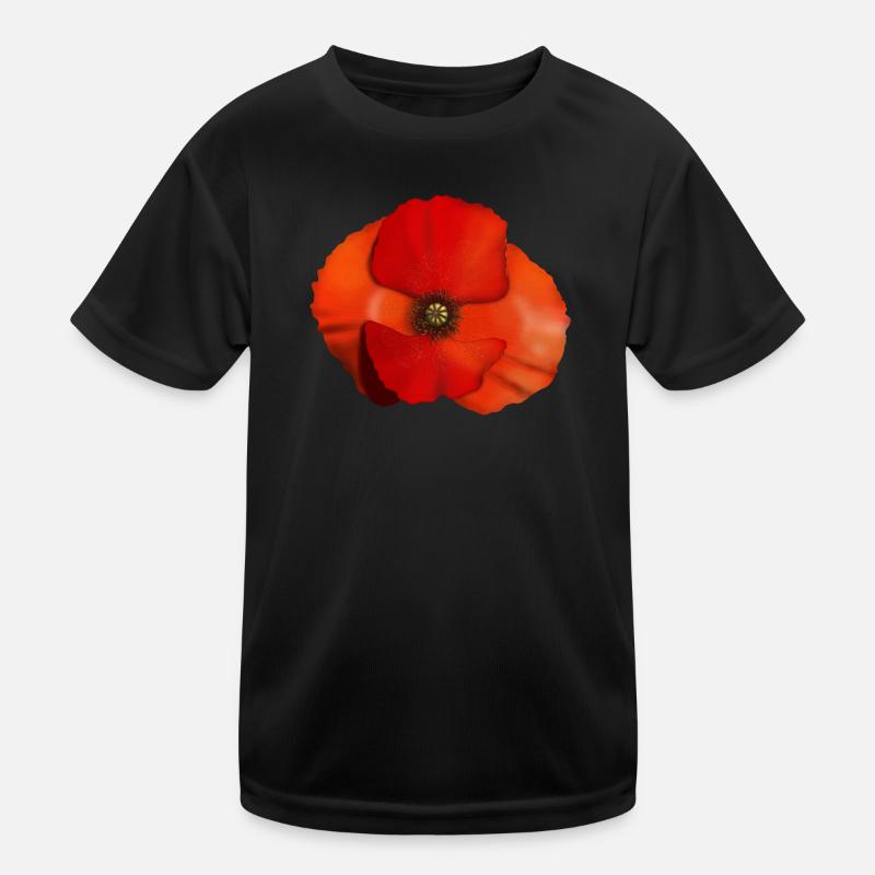 Mohnblume Blüte - Kinder Funktions-T-Shirt - Schwarz