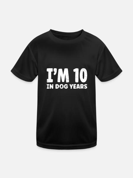 J’ai 10 ans en années de chien - T-shirt sport Enfant - noir - Devant