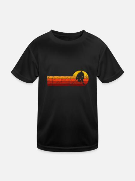 Eishockey Ice Hockey Retro Schlittschuhe Puck Eis - Kinder Funktions-T-Shirt - Schwarz - Vorne