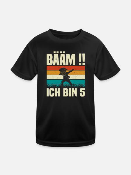 BÄÄM ich bin 5 Geburtstag - Kinder Funktions-T-Shirt - Schwarz - Vorne