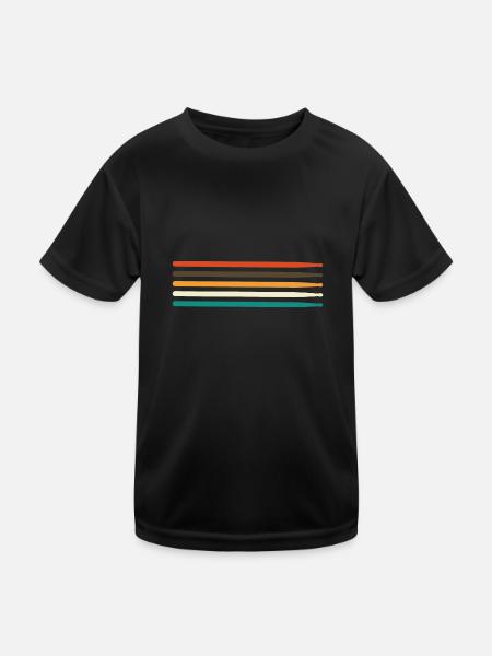 Chopsticks for retro drummers vintage drums - Kids Functional T-Shirt - black - Front