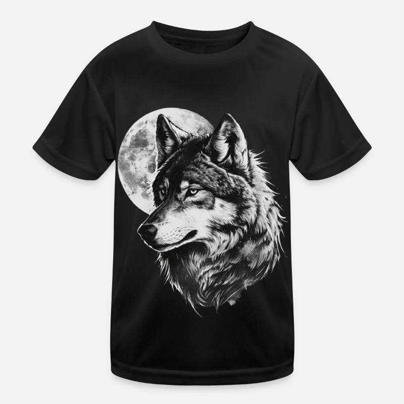 Wolf heult den Mond an Kinder Funktions-T-Shirt