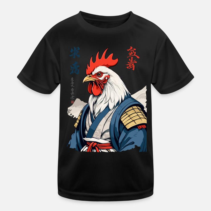 Samurai Hahn Japan Vintage Ukiyo-E Kunst Design Kinder Funktions-T-Shirt