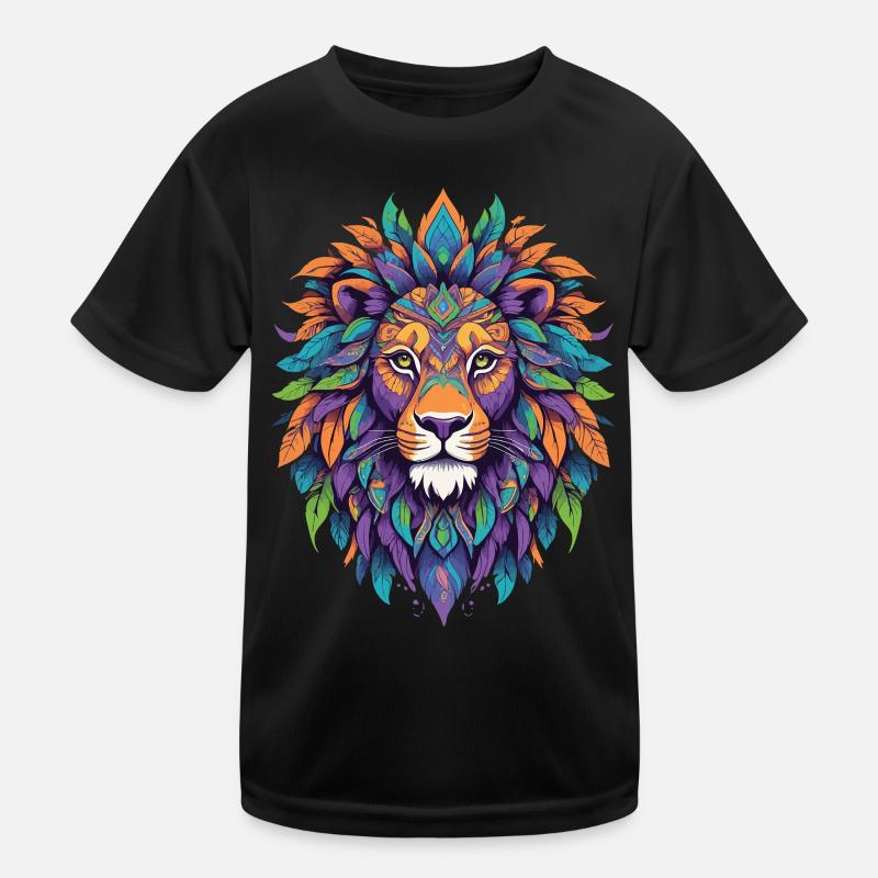 Spirituelles Löwe Mandala Krafttier Design Kinder Funktions-T-Shirt