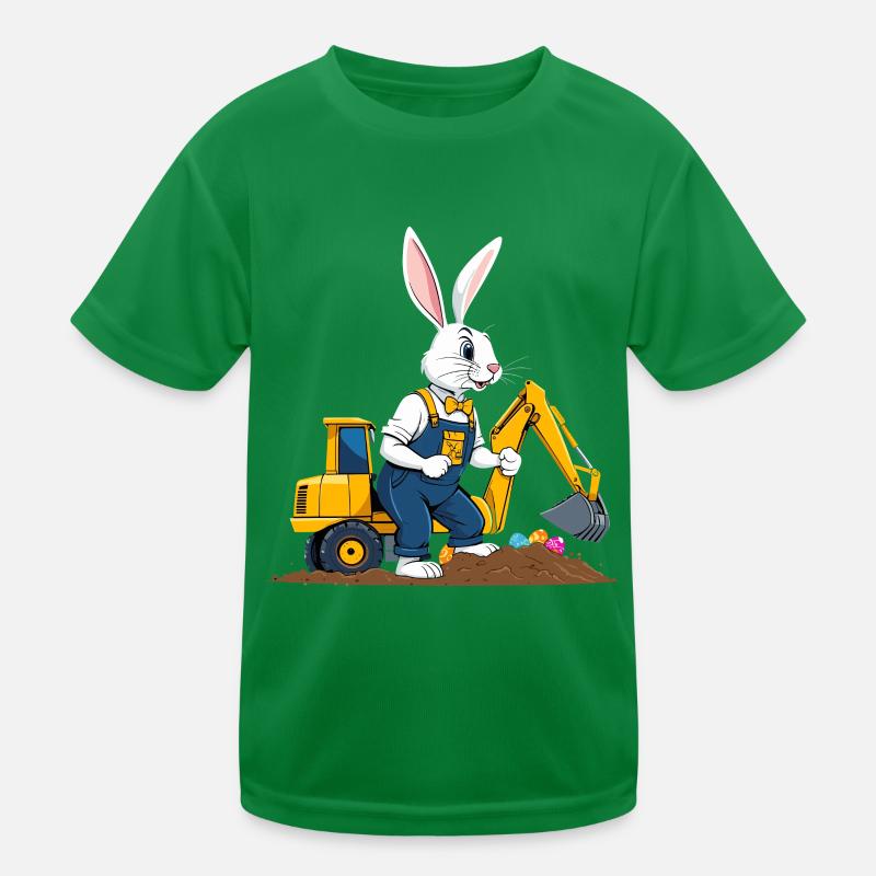 Easter Bunny Excavator Driver Easter Eggs Digging Funny Kids Functional T-Shirt