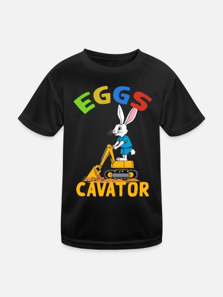 Lustiger Ostern Spruch Osterhase Baggerfahrer - Kinder Funktions-T-Shirt - Schwarz - Vorne